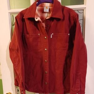 Carhartt shirt jacket lined women's size small,burgundy color.
